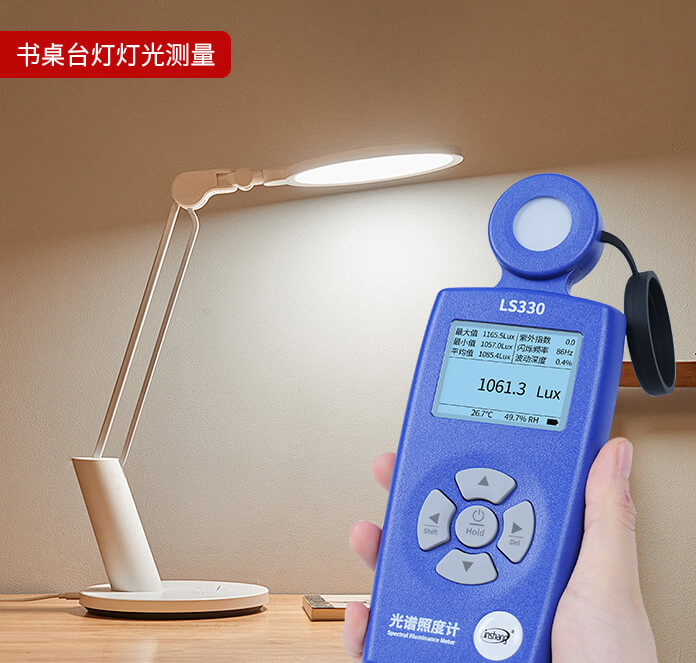 书桌台灯灯光测量